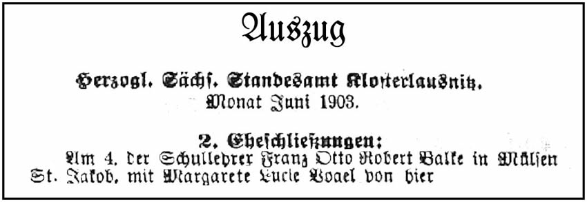 Auszug aus dem Standesamtsregister